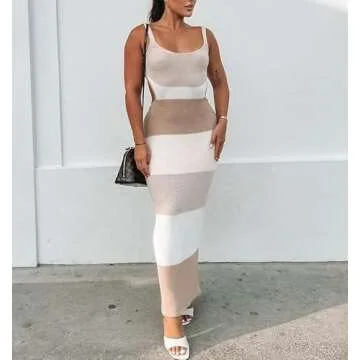 Flattering Women Backless Maxi Dress for Summer Party