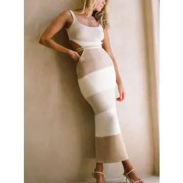 Flattering Women Backless Maxi Dress for Summer Party