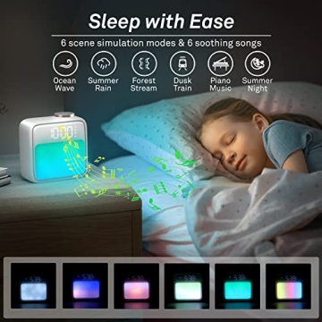 AIRIVO Alarm Clock Night Lights with Soothing Sound Options