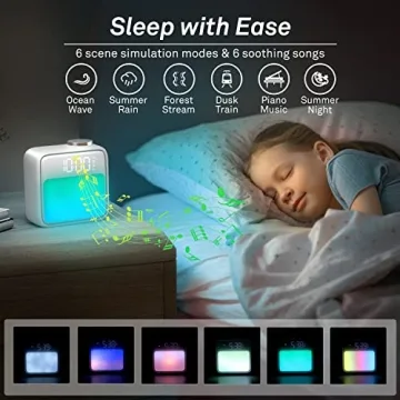 AIRIVO Alarm Clock Night Lights with Soothing Sound Options