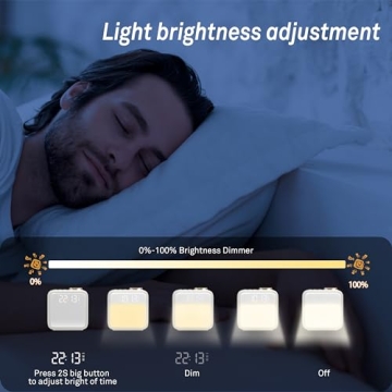AIRIVO Alarm Clock Night Lights with Soothing Sound Options
