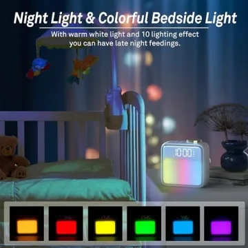 AIRIVO Alarm Clock Night Lights with Soothing Sound Options