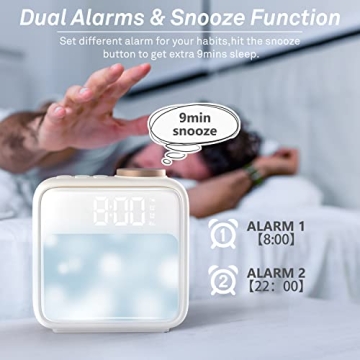 AIRIVO Alarm Clock Night Lights with Soothing Sound Options