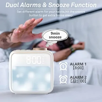 AIRIVO Alarm Clock Night Lights with Soothing Sound Options