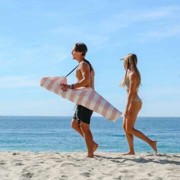 AMMSUN Beach Cabana, 6.2'×6.2' Beach Canopy, Easy Set up and Take Down, Cabana Tent with Sand Pockets, Instant Sun Shade with Side Wall, Elegant Pink