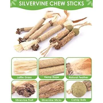 Natural Silvervine Cat Chew Toys for Dental Care & Stress Relief