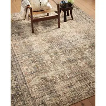 Loloi Amber Lewis Morgan 5'-0" x 7'-0" Area Rug in Sunset/Ink - Large Area Rug, Neutral Area Rug for Room Décor, Vintage Rug Inspired, Soft Area Rug for Living Room, Bedroom, Dining Area