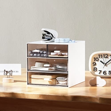 Vowcarol Desktop Organizer with 4 Clear Drawers
