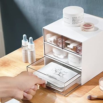 Vowcarol Desktop Organizer with 4 Clear Drawers