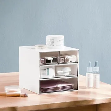 Vowcarol Desktop Organizer with 4 Clear Drawers