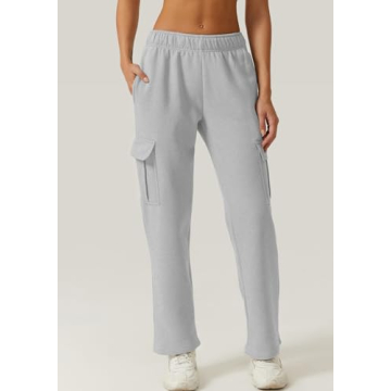 Buy QINSEN Cozy Grey Sweatpants with 6 Pockets for Women