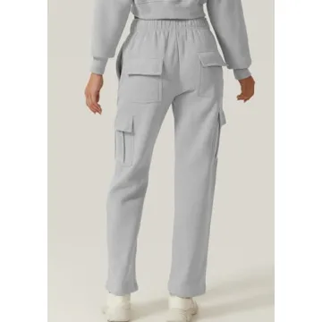Buy QINSEN Cozy Grey Sweatpants with 6 Pockets for Women