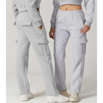 Buy QINSEN Cozy Grey Sweatpants with 6 Pockets for Women