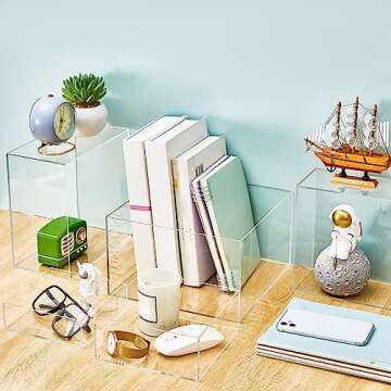 Sintuff Buffet Risers 5 Pcs Acrylic Food Display Cube for Buffet Table Dessert Cake Jewelry Figures Show Decor Acrylic Cube Boxes Nesting Risers with Hollow Bottoms(Clear,6/7/8/9/10inch)