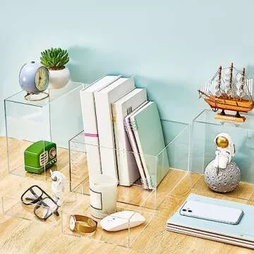 Sintuff Buffet Risers 5 Pcs Acrylic Food Display Cube for Buffet Table Dessert Cake Jewelry Figures Show Decor Acrylic Cube Boxes Nesting Risers with Hollow Bottoms(Clear,6/7/8/9/10inch)