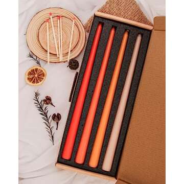 Viyffo 12 Inch Orange Taper Candles Set of 4 Unscented Smokeless Long Tall Tapered Candles for Candlesticks Sticks Wedding Home Decor Dinner
