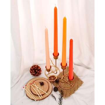 Viyffo 12 Inch Orange Taper Candles Set of 4 Unscented Smokeless Long Tall Tapered Candles for Candlesticks Sticks Wedding Home Decor Dinner