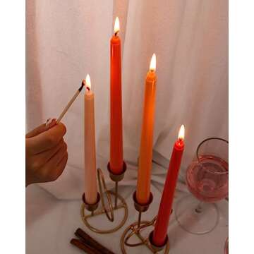 Viyffo 12 Inch Orange Taper Candles Set of 4 Unscented Smokeless Long Tall Tapered Candles for Candlesticks Sticks Wedding Home Decor Dinner