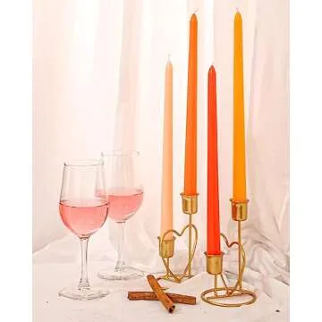 Viyffo 12 Inch Orange Taper Candles Set of 4 Unscented Smokeless Long Tall Tapered Candles for Candlesticks Sticks Wedding Home Decor Dinner
