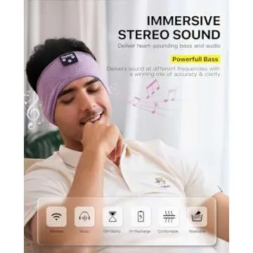 Perytong Sleeping Headphones, Bluetooth Headband, Soft Comfortable Headphones for Sleeping, Nap, Relaxation, Meditation, Yoga, Running, Jogging, Cool Tech Gifts for Women Men