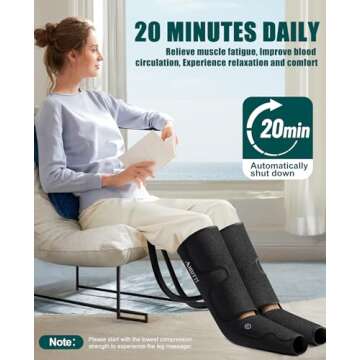 AICUTTI Air Compression Leg Massager Circulation, Christmas Gifts for Women, Men, Mom, Dad, Mothers Day, Fathers Day, 3 Intensities,3 Heating & 3 Modes Foot Massager for Edema, Swelling,Varicose Veins