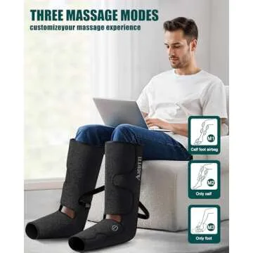 AICUTTI Air Compression Leg Massager Circulation, Christmas Gifts for Women, Men, Mom, Dad, Mothers Day, Fathers Day, 3 Intensities,3 Heating & 3 Modes Foot Massager for Edema, Swelling,Varicose Veins