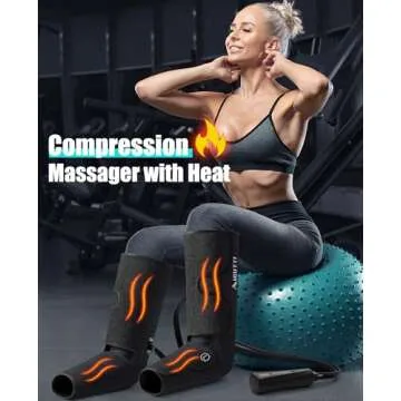 AICUTTI Air Compression Leg Massager Circulation, Christmas Gifts for Women, Men, Mom, Dad, Mothers Day, Fathers Day, 3 Intensities,3 Heating & 3 Modes Foot Massager for Edema, Swelling,Varicose Veins