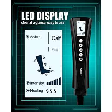 AICUTTI Air Compression Leg Massager Circulation, Christmas Gifts for Women, Men, Mom, Dad, Mothers Day, Fathers Day, 3 Intensities,3 Heating & 3 Modes Foot Massager for Edema, Swelling,Varicose Veins