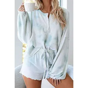 T1FE Women's Long Sleeve Tie Dye Pajamas Set