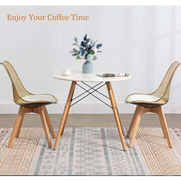 ANOUR Dining Chairs Set of 4, Modern Kitchen Clear Acrylic Accent Dinner Chairs with PU Leather Cushions Seat and Solid Beech Legs, Suitable for Living Room and Bedroom