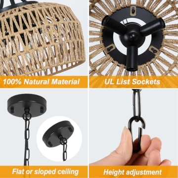 Stunning 3-Light Boho Rattan Chandelier for Any Room