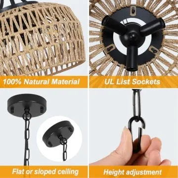 Stunning 3-Light Boho Rattan Chandelier for Any Room