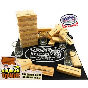 Homeware Deluxe Drunken' Tower The Grab A Piece Adult Party Game with Exclusive Matty's Toy Stop Sto...