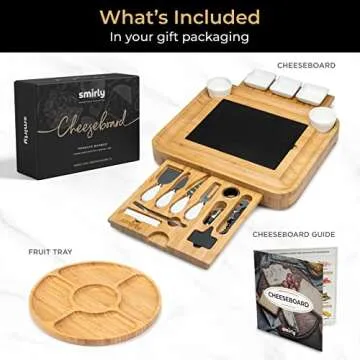 SMIRLY Charcuterie Boards Gift Set: Charcuterie Board Set, Bamboo Cheese Board Set - House Warming G...