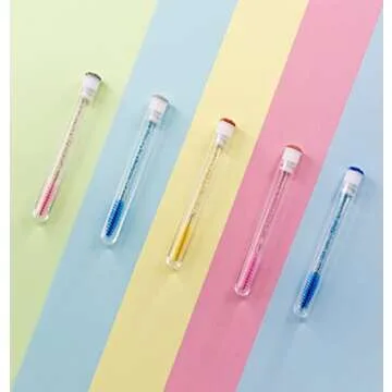 i-Laesh 50 Pcs Lash Brush Eyelash Brushes for Eyelash Extensions Spoolies Cleaning Mascara Wands Tube Diamond Disposable Makeup Tool Applicator Set Sanitary Extension Supplies (Assorted Color)