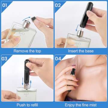 Travel Perfume Mini Spray Bottles Set of 6 Refillable