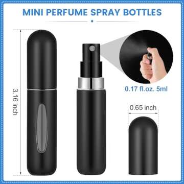 Travel Perfume Mini Spray Bottles Set of 6 Refillable