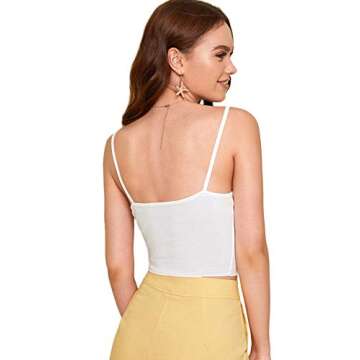 SweatyRocks Women's Sexy Spaghetti Strap Crop Top Basic Cami Tank Tops White #1 L