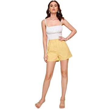 SweatyRocks Women's Sexy Spaghetti Strap Crop Top Basic Cami Tank Tops White #1 L