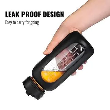 CIVAGO 32 oz Glass Water Bottle with Straw and Handle