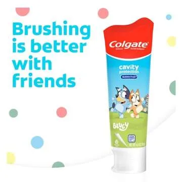 Colgate Kids Bluey Toothpaste: Fun Bubble Fruit Flavor, Fluoride Protection