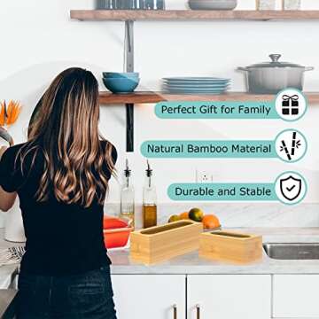 Food Bag Storage Organizer for Kitchen Drawer,Kitchen Organizer for Gallon,Quart,Sandwich,Snack,Compatible with Ziplock Bag,Premium Bamboo,5 Piece Set