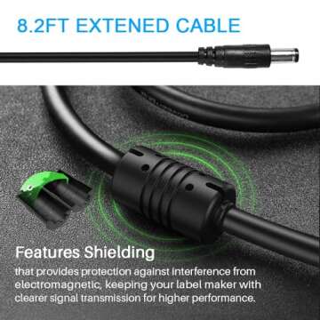 Ac Dc Adapter for Brother P-Touch PT-D210 PTD 210 PTD220 PT-D200VP PTH110 Label Maker, UL Listed Power Supply Charger for Brother AD-24 AD-24ES AD-20 AD-30 (8.2 Ft Long Cord)