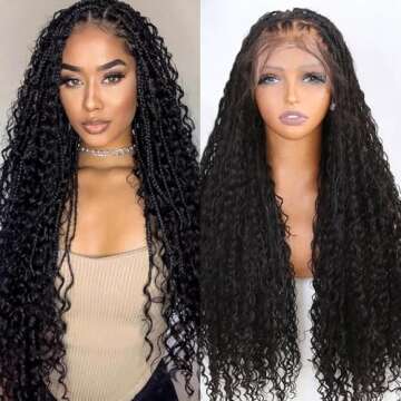 JZhair Boho Box Braids Wig - HD Full Lace, Virgin Human Hair, Natural 24 Inch
