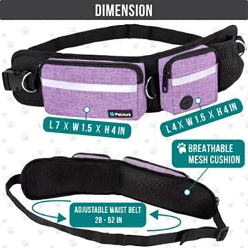 PetAmi Hands Free Dog Leash, Dog Running Leash Belt Bag for Walking, Jogging, Dog Waist Double Zippe...