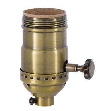 B&P Lamp Brass Turn Knob Early Electric Style Lamp Socket, Antique Brass Finish, 3-Way Function, Uno...