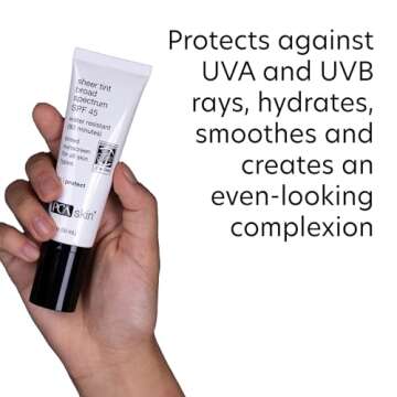 PCA SKIN Sheer Tinted Sunscreen, SPF 45 Broad Spectrum Sunscreen, Water Resistant, Made With Physical Sunscreen Ingredients, 1.7 fl oz Tube