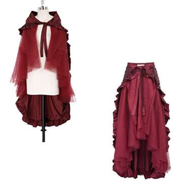 Belle Poque Women's Steampunk Gothic Wrap Skirt Victorian Ruffles Pirate Skirt