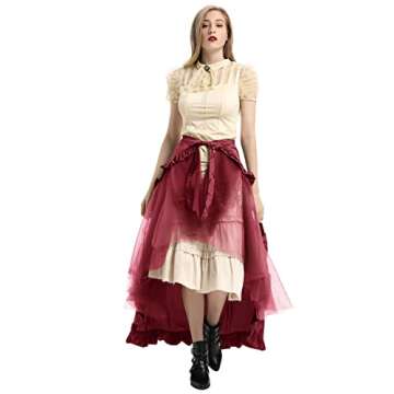 Belle Poque Women's Steampunk Gothic Wrap Skirt Victorian Ruffles Pirate Skirt