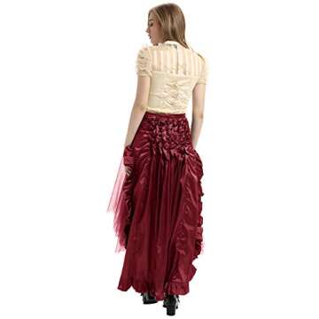 Belle Poque Women's Steampunk Gothic Wrap Skirt Victorian Ruffles Pirate Skirt